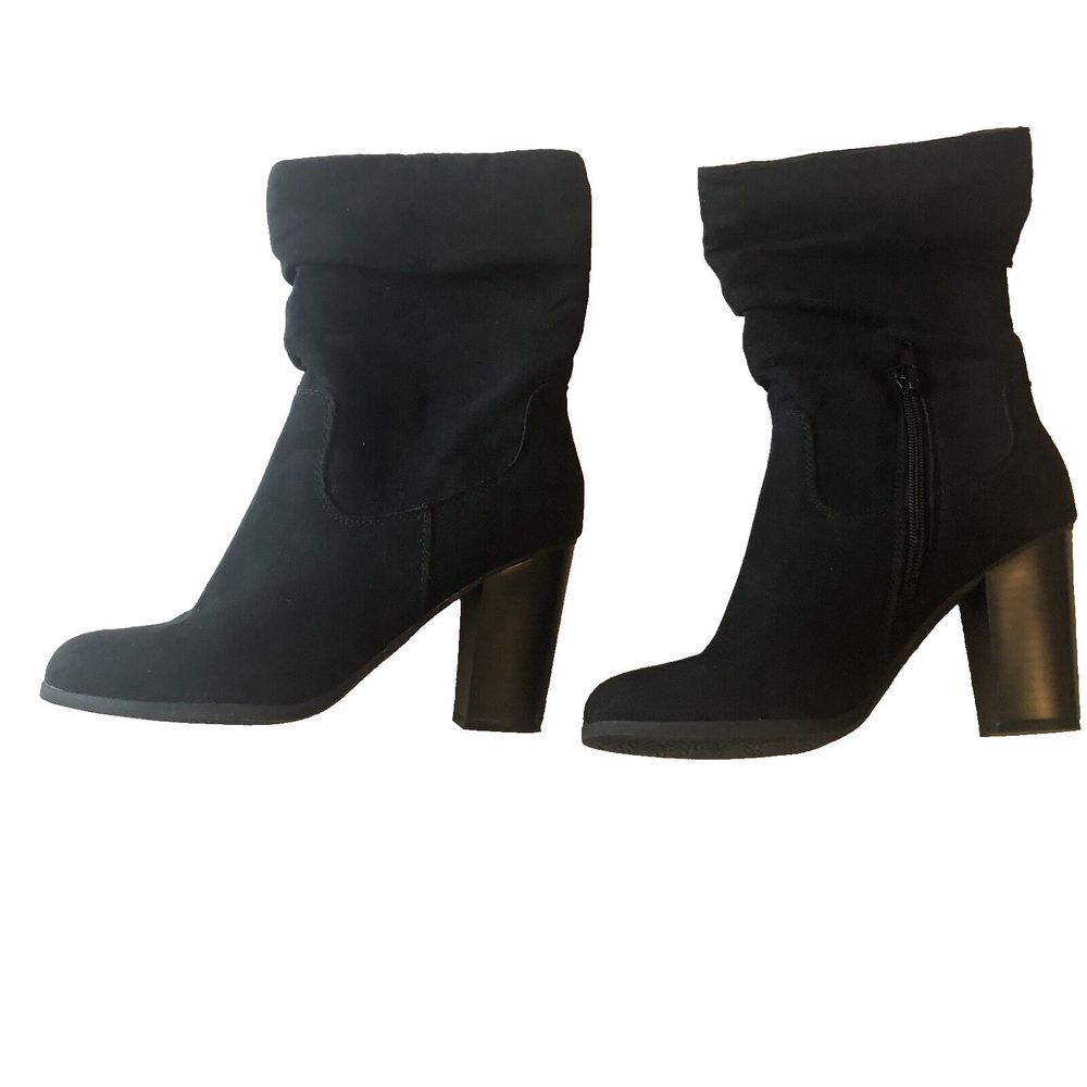 Style & Co Womans 7M Suede Black Zippered Saraaf Black Boots